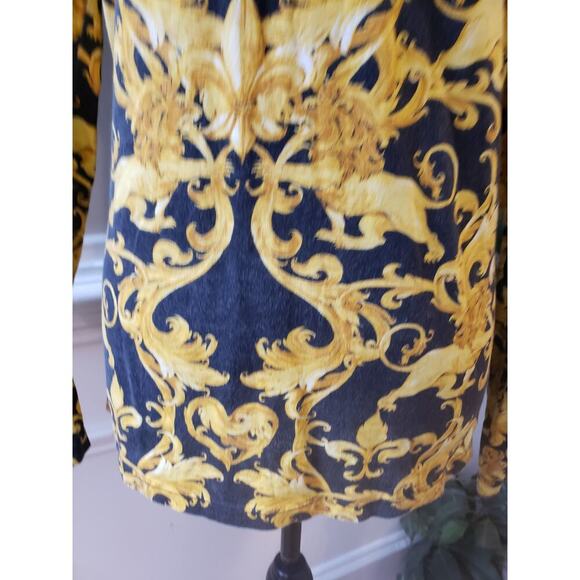 Original Gravity Blouse Top Women's Small Yellow Black Long Sleeve Crew Neck - Picture 9 of 12